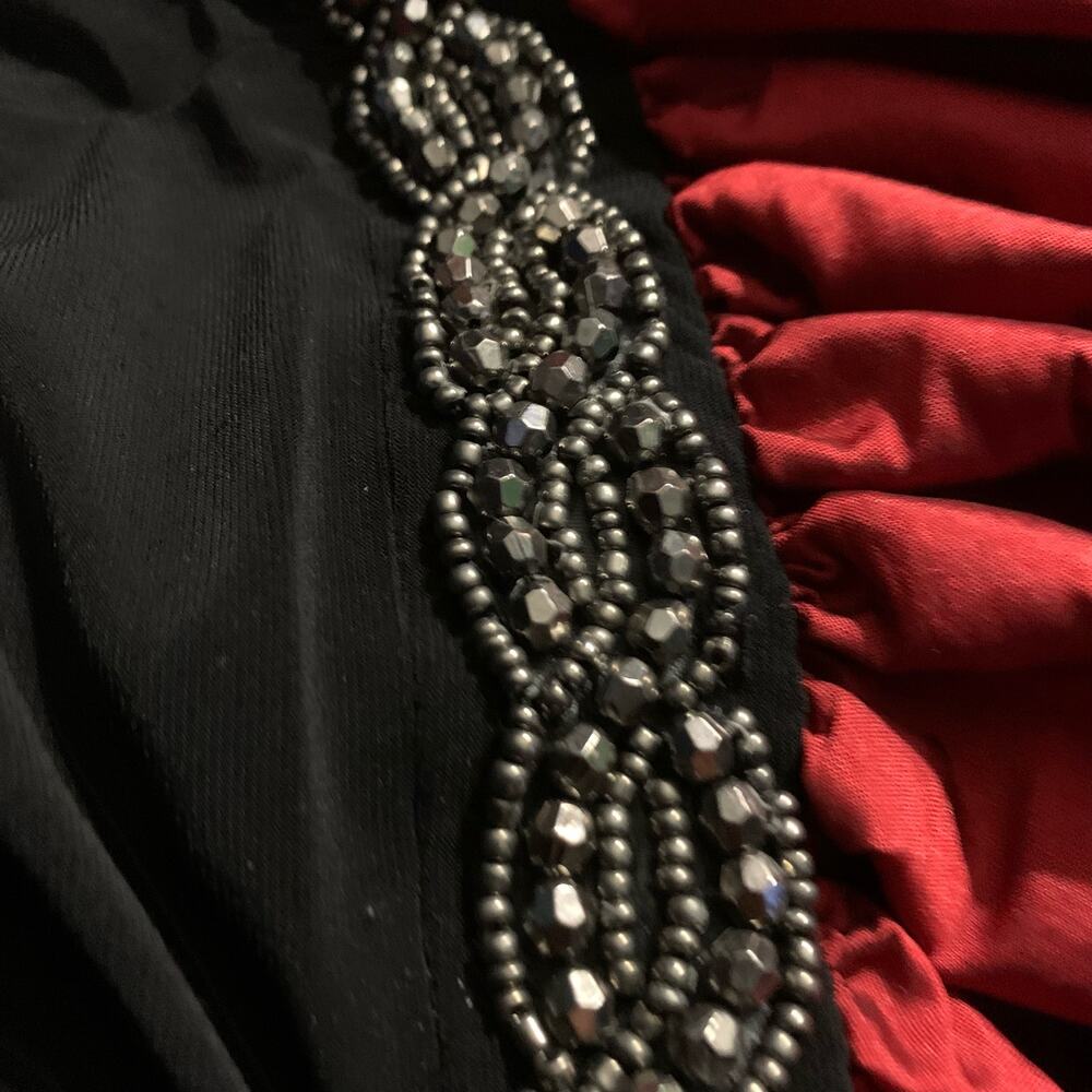 Alex Evening Black And Red Beaded Waist Gown sz 6 - Picture 7 of 10